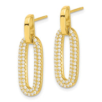 Sterling Silver Gold-tone Micro Pave CZ Post Dangle Earrings