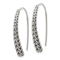 Sterling Silver Polished and Antiqued Textured Dangle Earrings