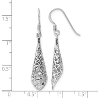 Sterling Silver Rhod-plated Polished Puffed Filigree Flower Earrings