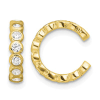 Sterling Silver Flash Gold-pltd Polished CZ Bezel Pair of 2 Cuff Earrings