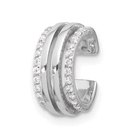 Sterling Silver Rhodium-plated Polished 4 Row CZ Single Cuff Earring