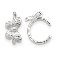 Sterling Silver E-Coating Textured Butterfly Pair of 2 Cuff Earrings