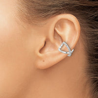 Sterling Silver E-Coating Polished CZ 'X' Pair of 2 Cuff Earrings