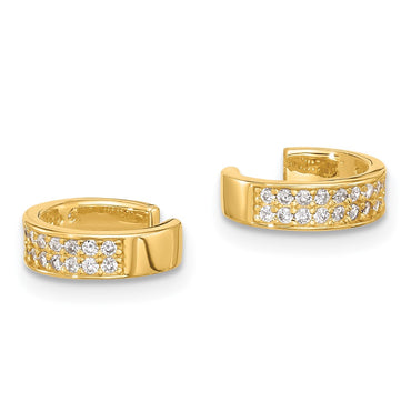 Sterling Silver Gold-tone Polished Two Row CZ Pair of 2 Cuff Earrings