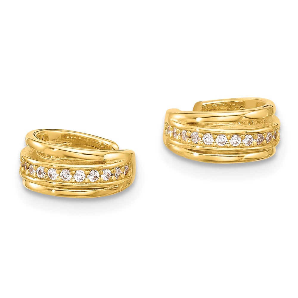 Sterling Silver Gold-plated Polished CZ Pair of 2 Cuff Earrings
