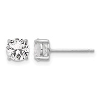 Sterling Silver RH-plated 6mm Created White Sapphire Stud Earrings
