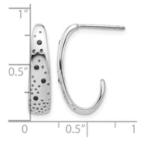 Sterling Silver Rhodium-plated Polished Spotted Black CZ J-Hoop Earrings
