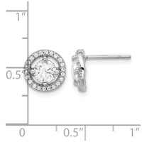 Sterling Silver Rhodium-plated Polished Round CZ Halo Post Earrings