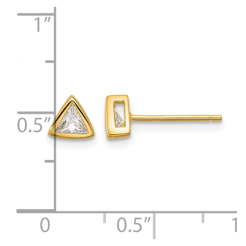 Sterling Silver Gold-tone Polished 4mm CZ Triangle Post Stud Earrings