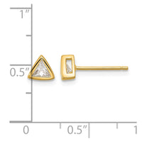 Sterling Silver Gold-tone Polished 4mm CZ Triangle Post Stud Earrings