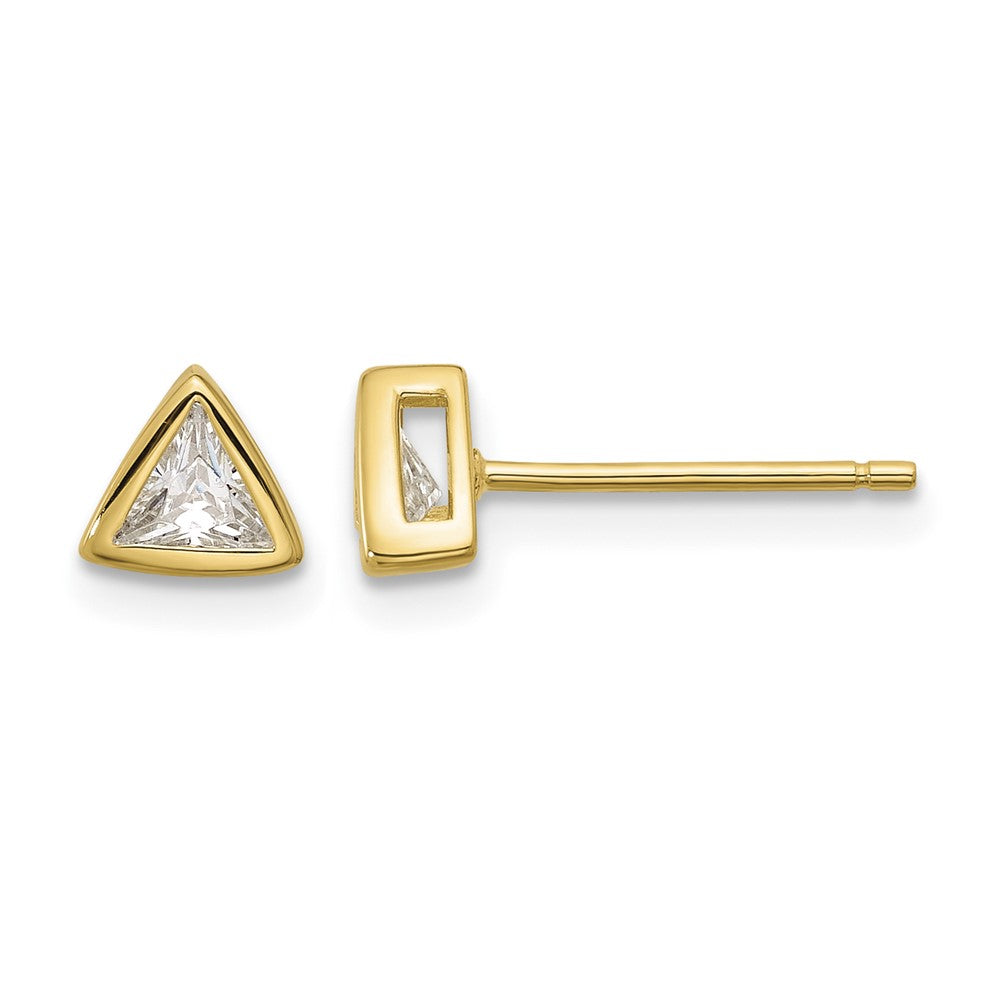 Sterling Silver Gold-tone Polished 4mm CZ Triangle Post Stud Earrings