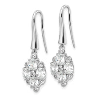 Sterling Silver Rhod-plated Polished Fancy CZ Cluster Dangle Earrings