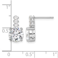 Sterling Silver Rhodium-plated Polished 8mm CZ Post Dangle Earrings