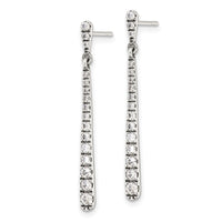 Sterling Silver Polished & Antiqued Graduated CZ Post Dangle Earrings
