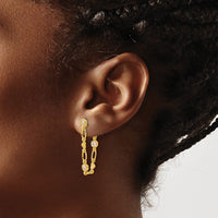 Sterling Silver Gold-tone Bezel CZ with Heart Post Dangle Earrings