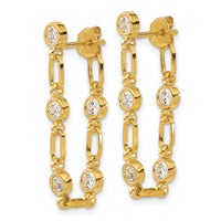 Sterling Silver Gold-tone Bezel CZ Post Dangle Earrings