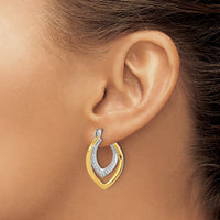 Sterling Silver Rhodium-plated Gold-tone Polished CZ Fancy Hoop Earrings