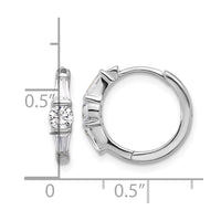 Sterling Silver Rhodium-plated CZ Hinged Hoop Earrings