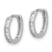 Sterling Silver Rhodium-plated 2mm CZ Hinged Hoop Earrings