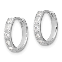 Sterling Silver Rhodium-plated CZ 2.75mm Hinged Hoop Earrings