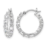 Sterling Silver Rhodium-plated In and Out CZ Hoop Earrings