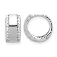 Sterling Silver Rhodium-plated CZ Edged 6.25mm Hinged Hoop Earrings