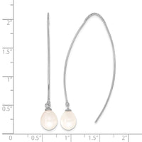 Sterling Silver RH-plated 7-8mm FWC Teardrop Pearl Threader Earrings