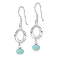 Sterling Silver Polished & Textured Circle Amazonite Dangle Earrings