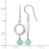 Sterling Silver Polished & Textured Circle Amazonite Dangle Earrings