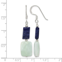 Sterling Silver Polished Rectangular Amazonite & Lapis Dangle Earrings