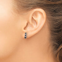 Sterling Silver RH-plated Black Spinel/Created White Sapphire Post Earrings