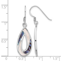Sterling Silver RH-pltd Polished Abalone & MOP Teardrop Dangle Earrings