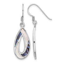 Sterling Silver RH-pltd Polished Abalone & MOP Teardrop Dangle Earrings