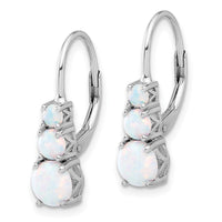 Sterling Silver Rhodium-plated Polished Created Opal Leverback Earrings