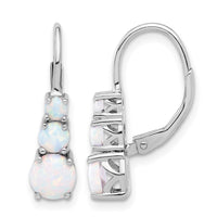 Sterling Silver Rhodium-plated Polished Created Opal Leverback Earrings