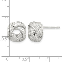 Sterling Silver Polished and Textured Love Knot Post Earrings