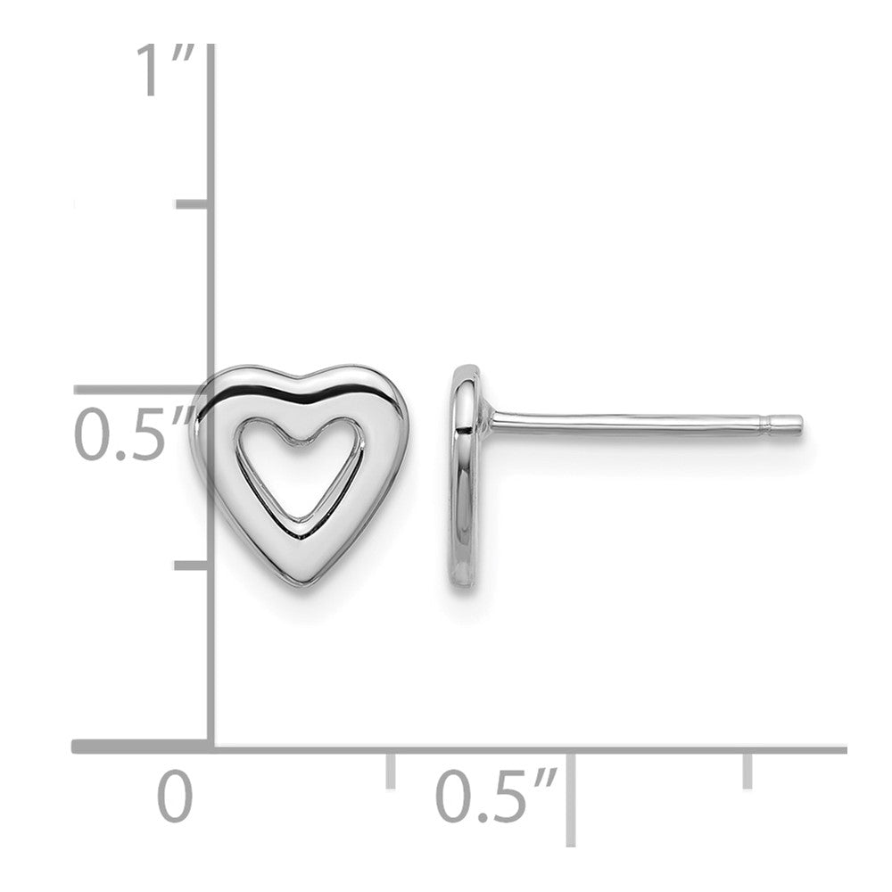 Sterling Silver Rhodium-plated Open Heart Post Earrings