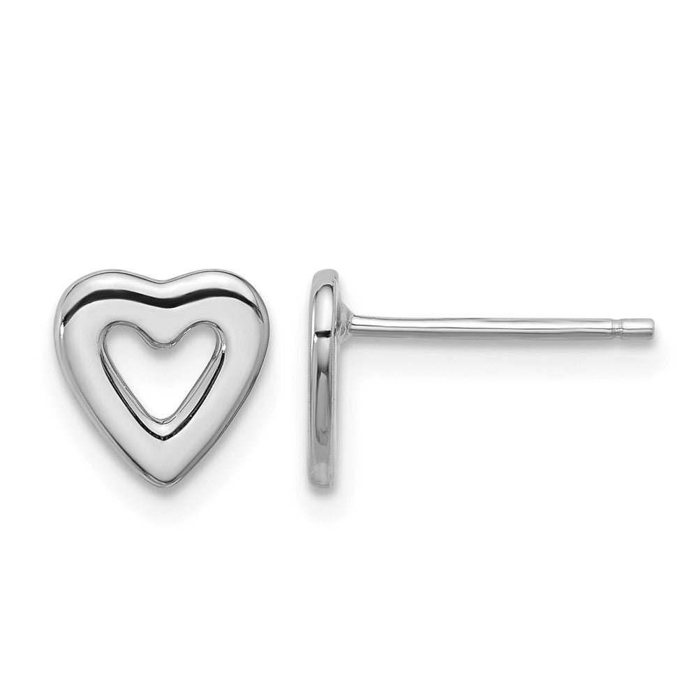 Sterling Silver Rhodium-plated Open Heart Post Earrings