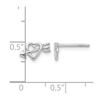 Sterling Silver Rhodium-plated Heart w/Arrow Post Earrings