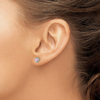 Sterling Silver Rhodium-plated Clear and Pink CZ Heart Post Earrings
