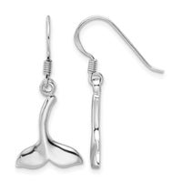 Sterling Silver Rhodium-Plated Polished Whale Tail Dangle Earrings