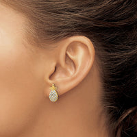 Pure Fire Sterling Silver Gold-tone CZ Pineapple Post Earrings
