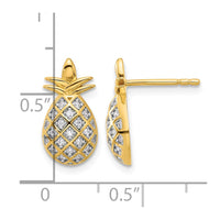 Pure Fire Sterling Silver Gold-tone CZ Pineapple Post Earrings