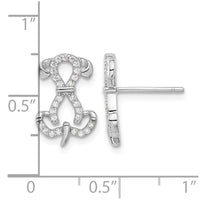 Sterling Silver Rhodium-plated CZ Dog Post Earrings
