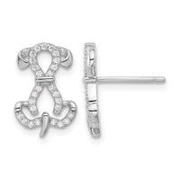 Sterling Silver Rhodium-plated CZ Dog Post Earrings