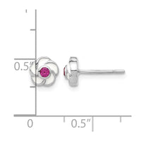 Sterling Silver Rhodium-plated Madi K Enamel Pink CZ Flower Post Earrings