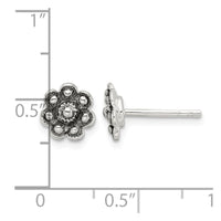 Sterling Silver Oxidized Flower Post Earrings