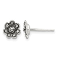 Sterling Silver Oxidized Flower Post Earrings