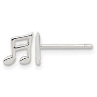 Sterling Silver E-coated Music Note Post Earrings