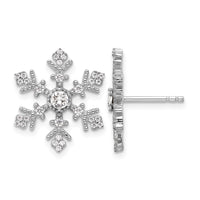 Sterling Silver Rhodium-plated CZ Crystal Snowflake Post Earrings